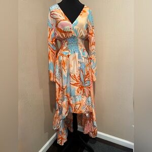 Festival Boho Miami Romantic and Breezy Vibrant Abstract Maxi with scrunch waist